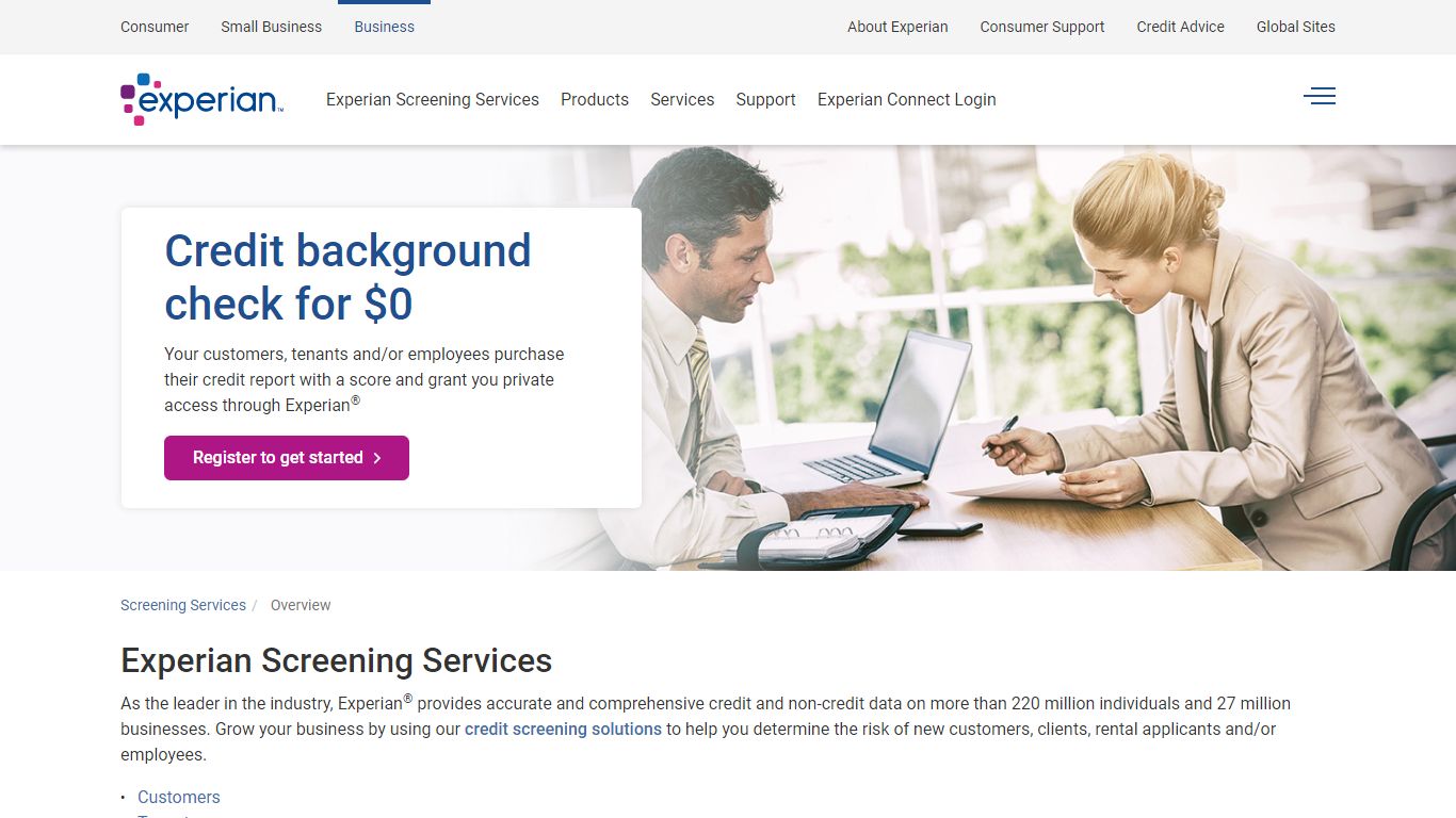 Credit and Background Check Services from Experian