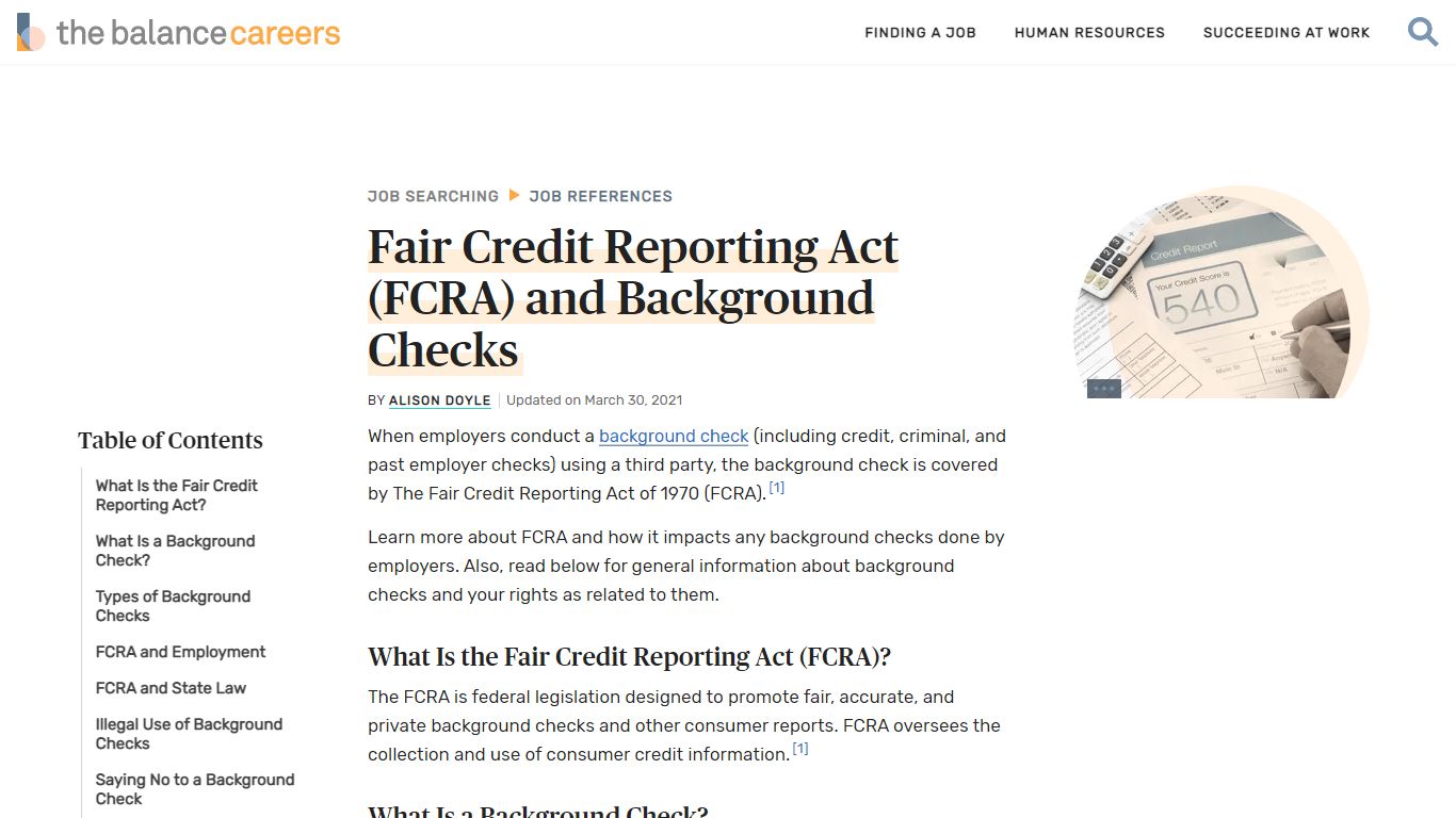 Fair Credit Reporting Act (FCRA) and Background Checks